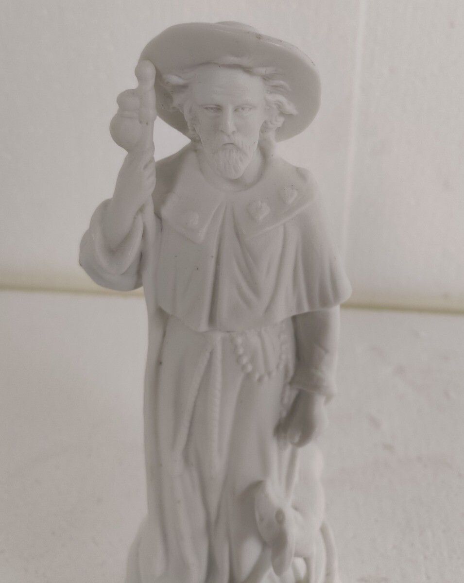 Statue Saint Roch Rocchus Rocco Bisque Porcelain Patron Of Dogs Bachelors Htf  C photo furniture
