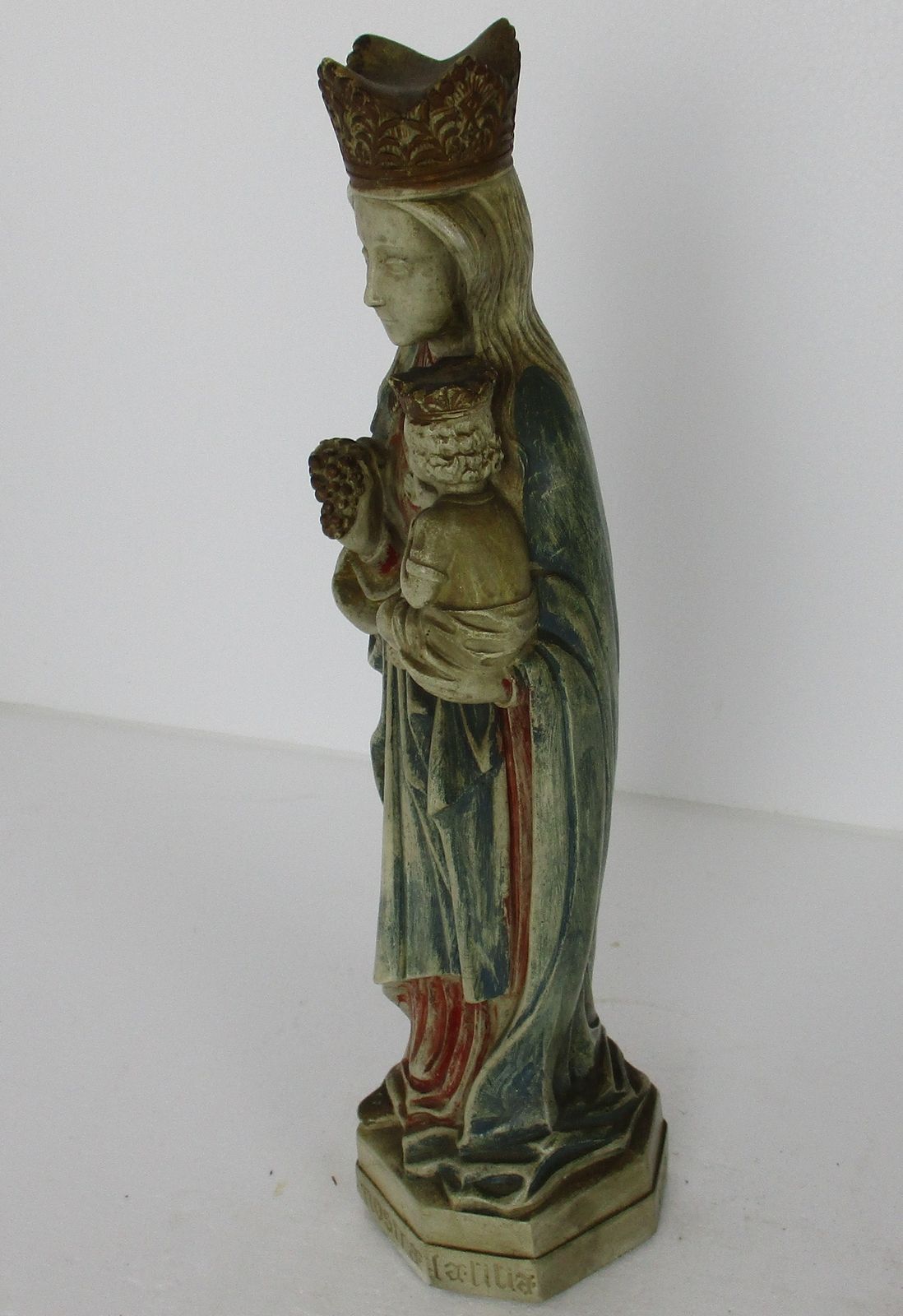 Statue Our Lady Of Tongeren Black Madonna Infant Jesus Grapes Polychrome Plaster photo buy