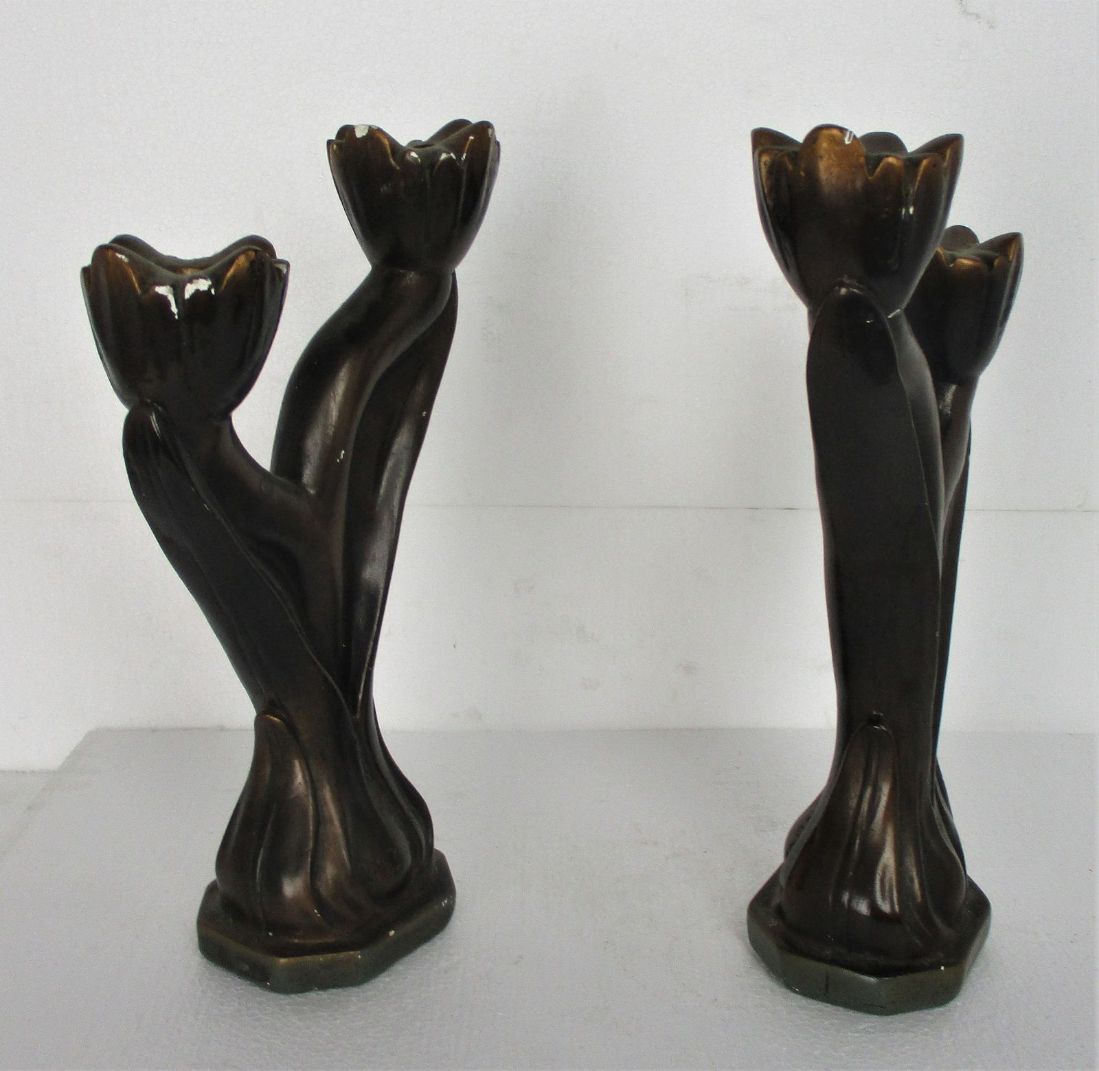 Couple Pair Double Candle Holders Candle Sticks Candelabra Plaster Art Deco Arno photo Home Decor