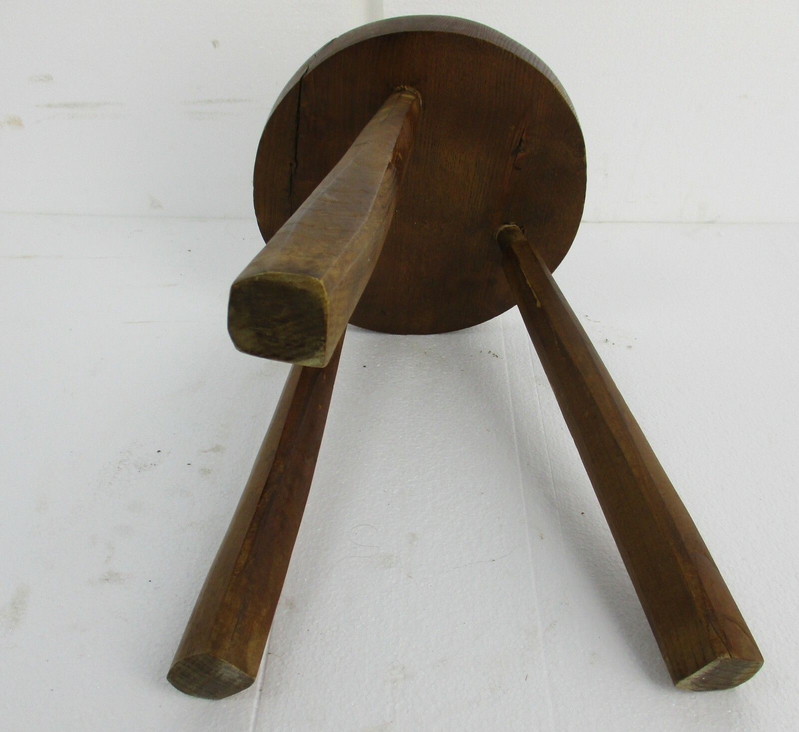 Antique  Hand Carved Wood Tripod Milking Stool Pedestal  Plant Bonsai Table photo vintage