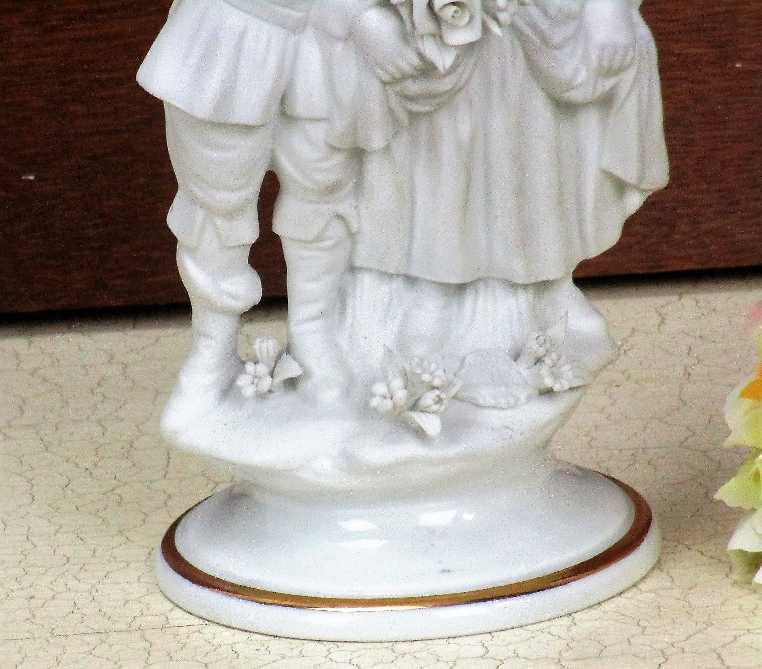 Stunning Figurine Couple Marcolin  Capodimonte Porcelain Bisque Italy Signed photo for sale