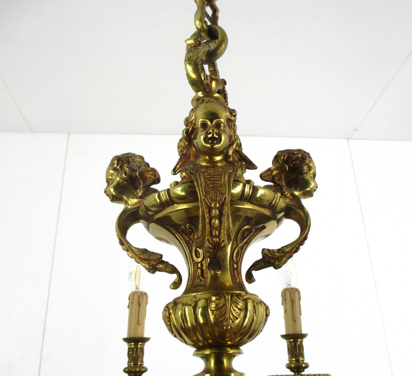 French Mazarin Gilded Bronze Chandelier Impressive Castle 8 Lights Angels Putti photo furniture