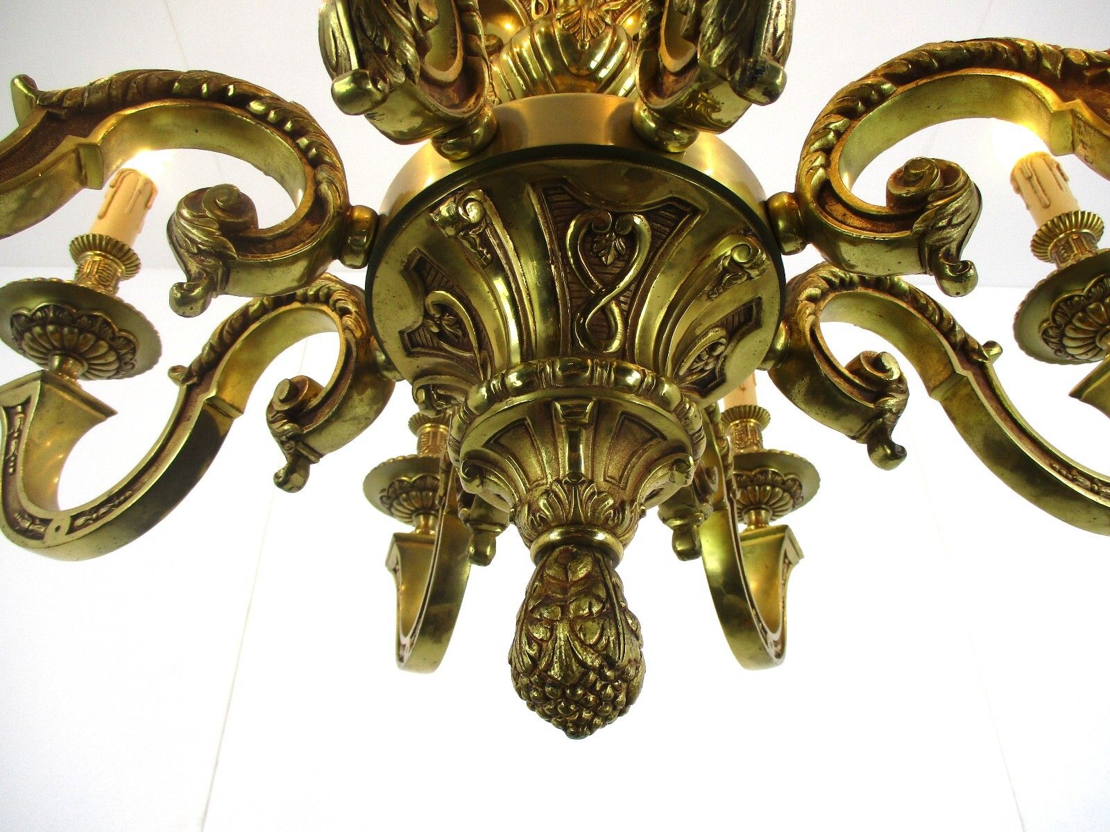 French Mazarin Gilded Bronze Chandelier Impressive Castle 8 Lights Angels Putti photo Lighting