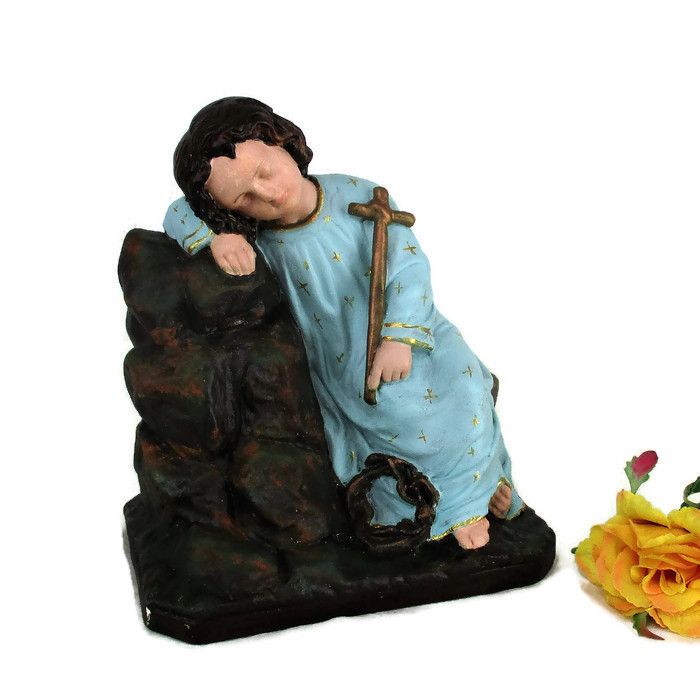 Antique Sweet Statue Jesus Christ As A Child In Pyama Plaster Htf Collector