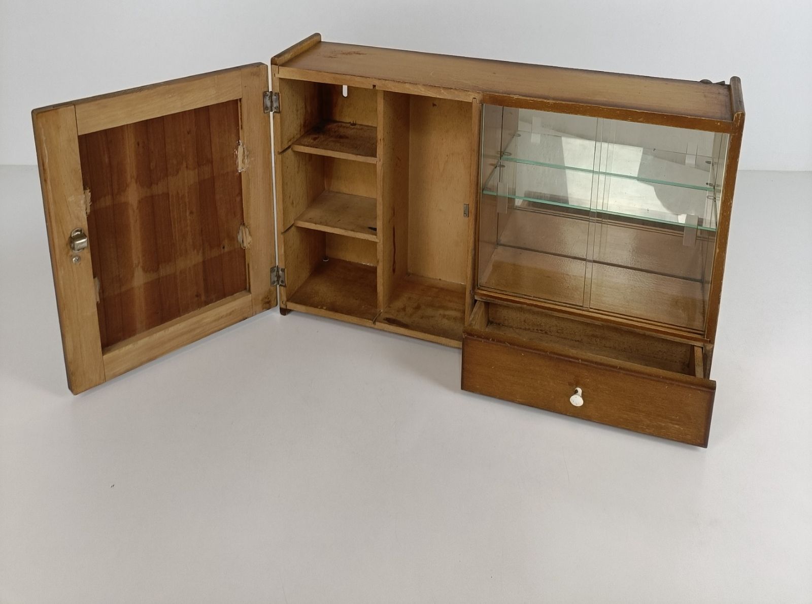 Art Deco Antique Medicine Apothecary Pharmacy Cabinet Wood Shaving Cabinet photo furniture