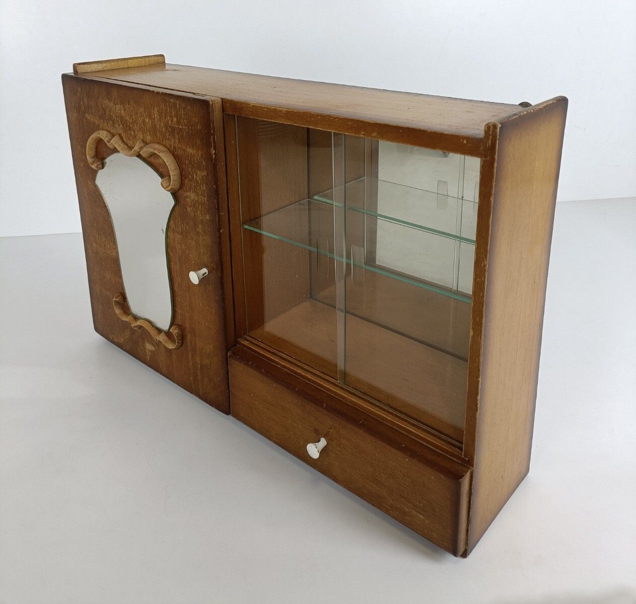 Art Deco Antique Medicine Apothecary Pharmacy Cabinet Wood Shaving Cabinet photo vinterior