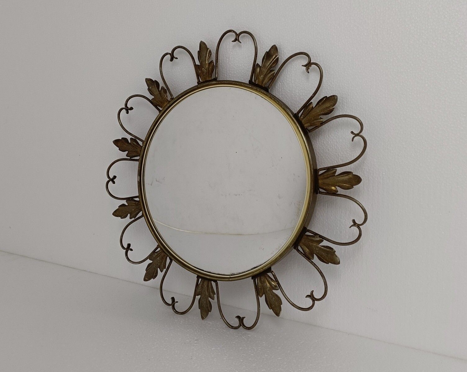 Retro Modernist Starburst Sunburst Brass Wall Convex  Mirror Mid Century Modern photo furniture