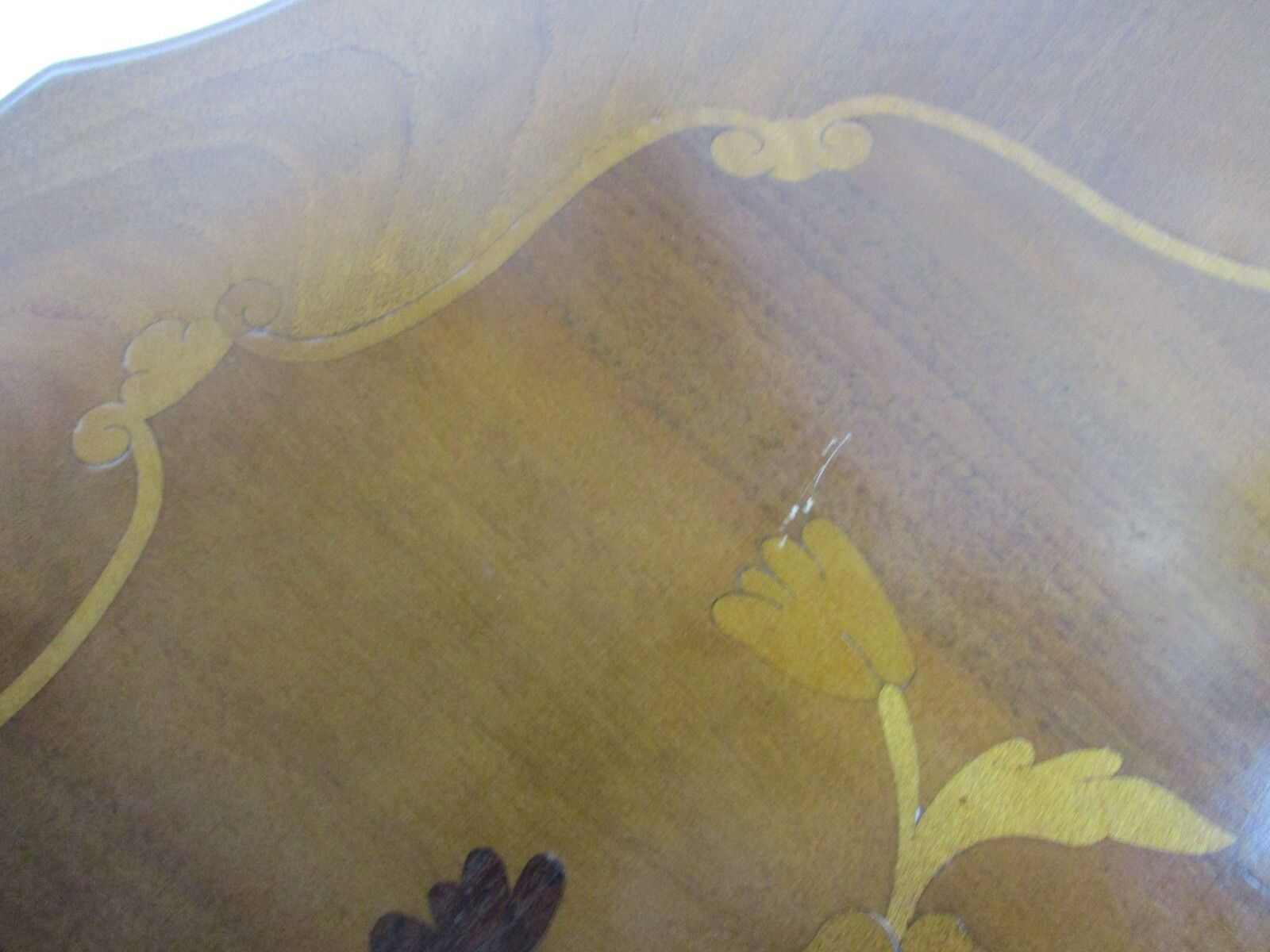 Italian Hand Carved Wood Coffee Wine Side Table Inlay Marquetry Tripod Pedestal photo buy