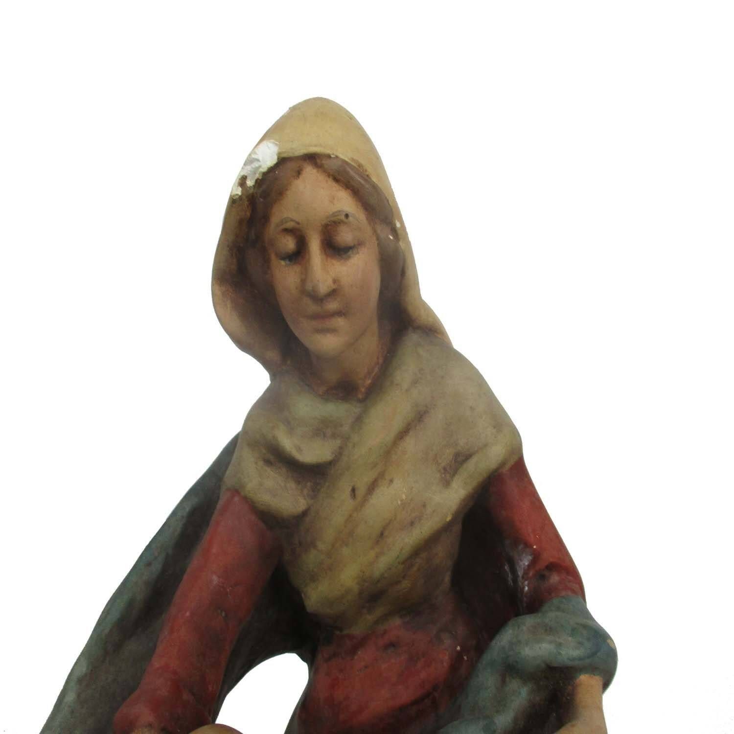 Statue Virgin Mary Our Lady Madonna Infant Plaster Mother And Child Signed Pries photo Art