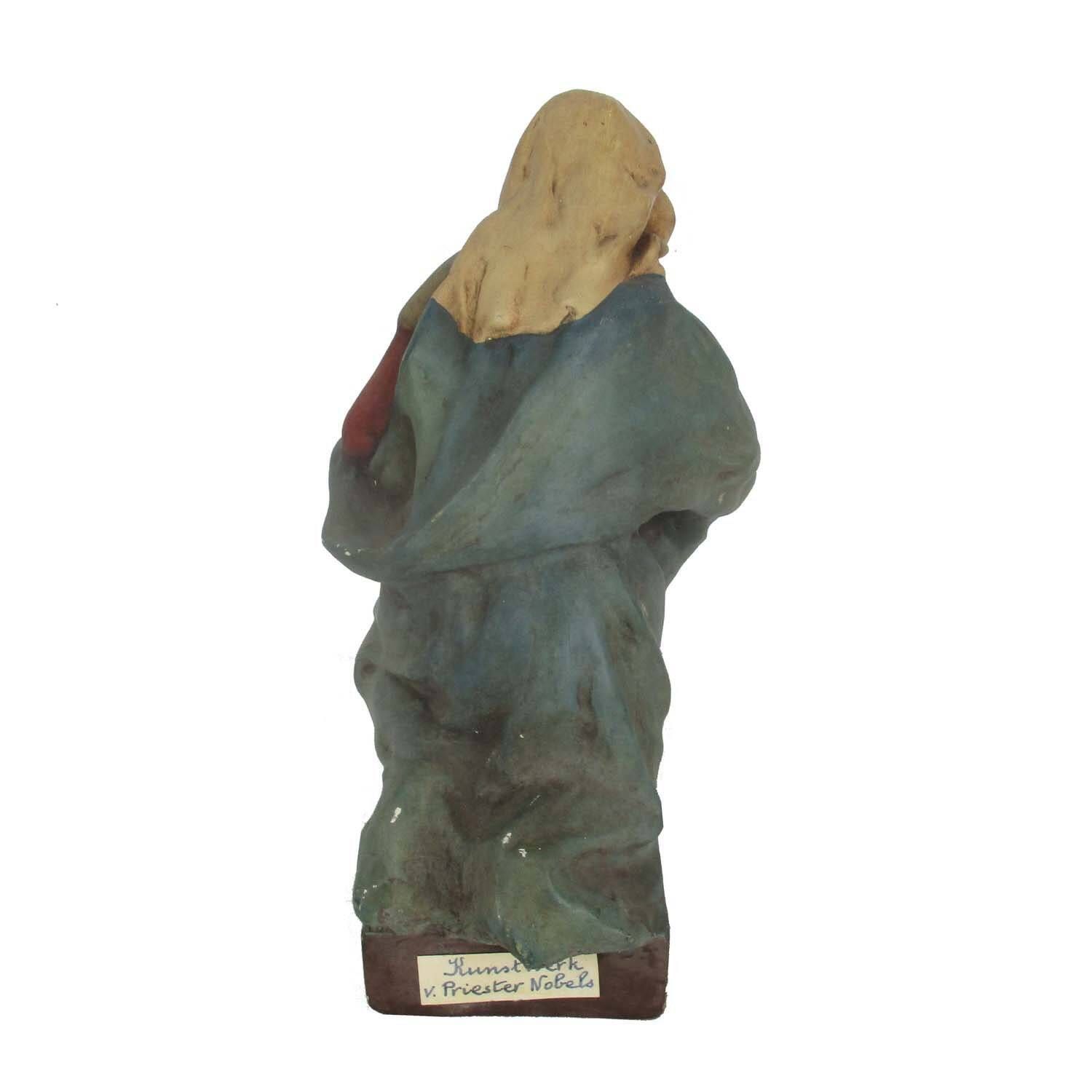 Statue Virgin Mary Our Lady Madonna Infant Plaster Mother And Child Signed Pries photo vinterior