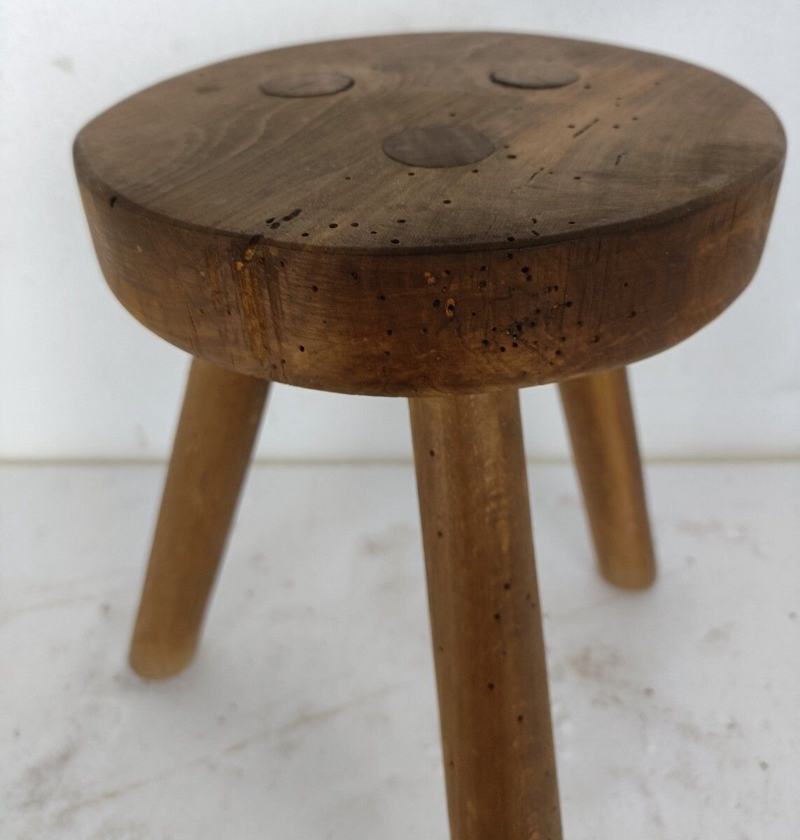 Milking Stool, Pedestal, Plant Stand, Authentic, Antique, Barn Style, Japandi, C photo vinterior