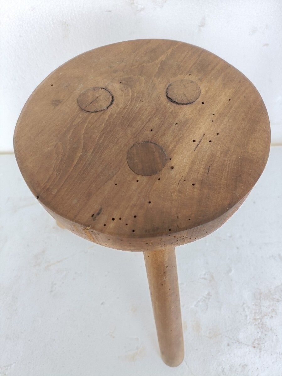 Milking Stool, Pedestal, Plant Stand, Authentic, Antique, Barn Style, Japandi, C photo vintage