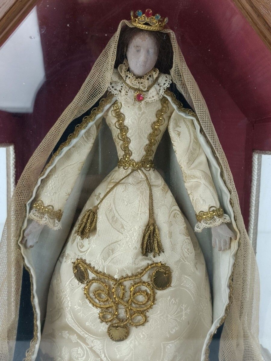 photo furniture Antique Hand Carved Wood Chapel Niche Shrine With Hand Made Antique Doll 19th Ce