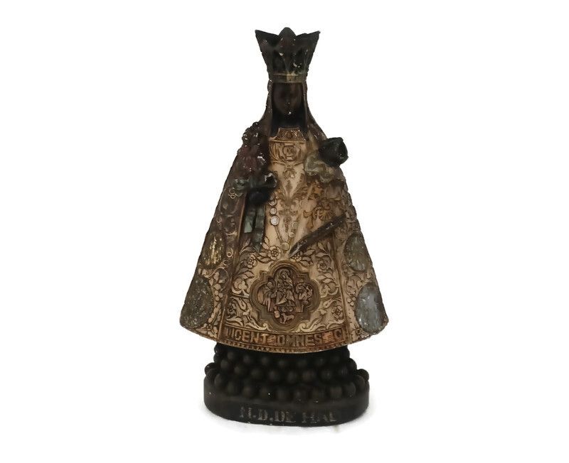 Xl Impressive Black Madonna De Hal Halle Virgin Mary Statue Figurine Plaster Col