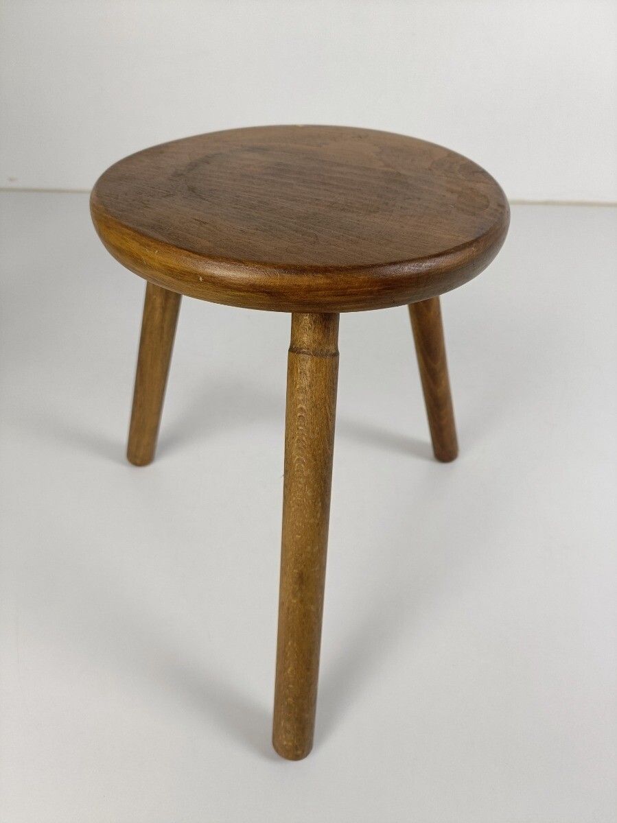 Carved Wood Milking Stool Pedestal Side Table  French Authentic Bonsai Stand photo for sale