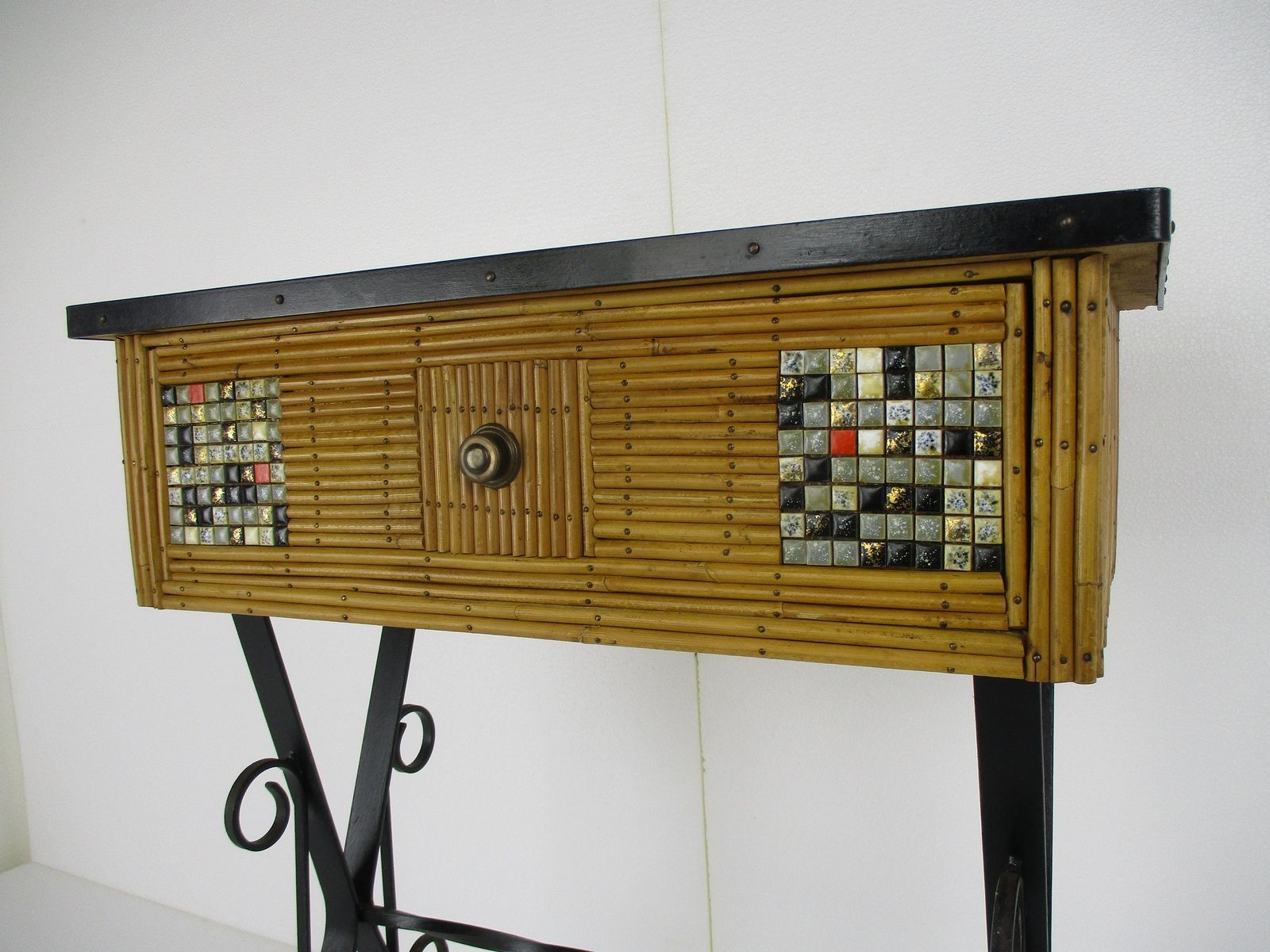Rattan Wicker Bamboo Cabinet Tiki Boho Cottage Style Vintage Rare Beautiful With photo Furniture
