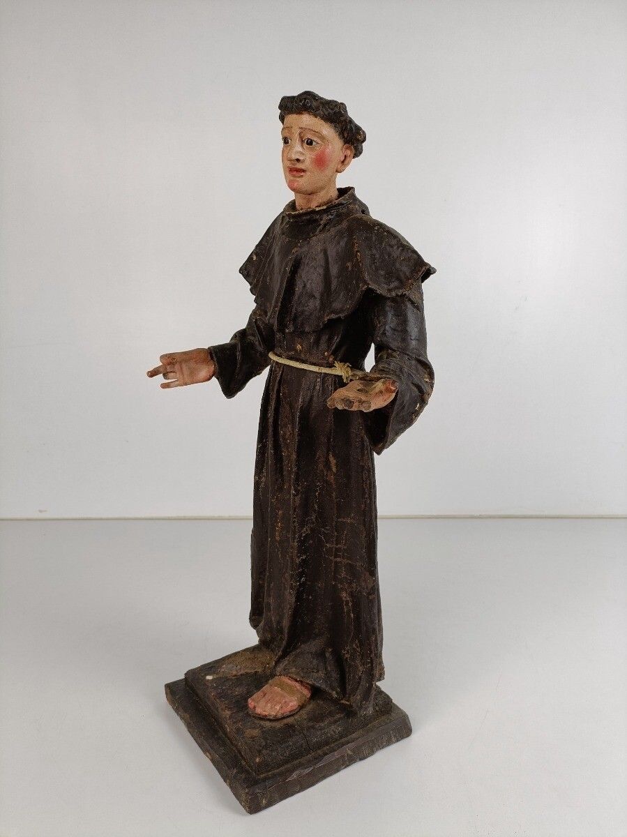 Antique Statue St Anthony Padua Paper Mache Wood Terra Cotta 18th Century  Glass photo buy