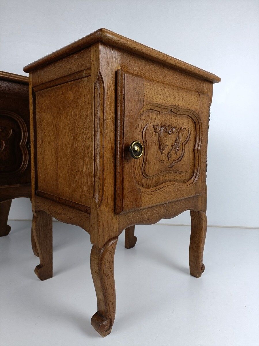 Pair Of Nightstands End Tables Cabinets Louis XV Style Bedroom Cabinets Wood Vin photo 647.0