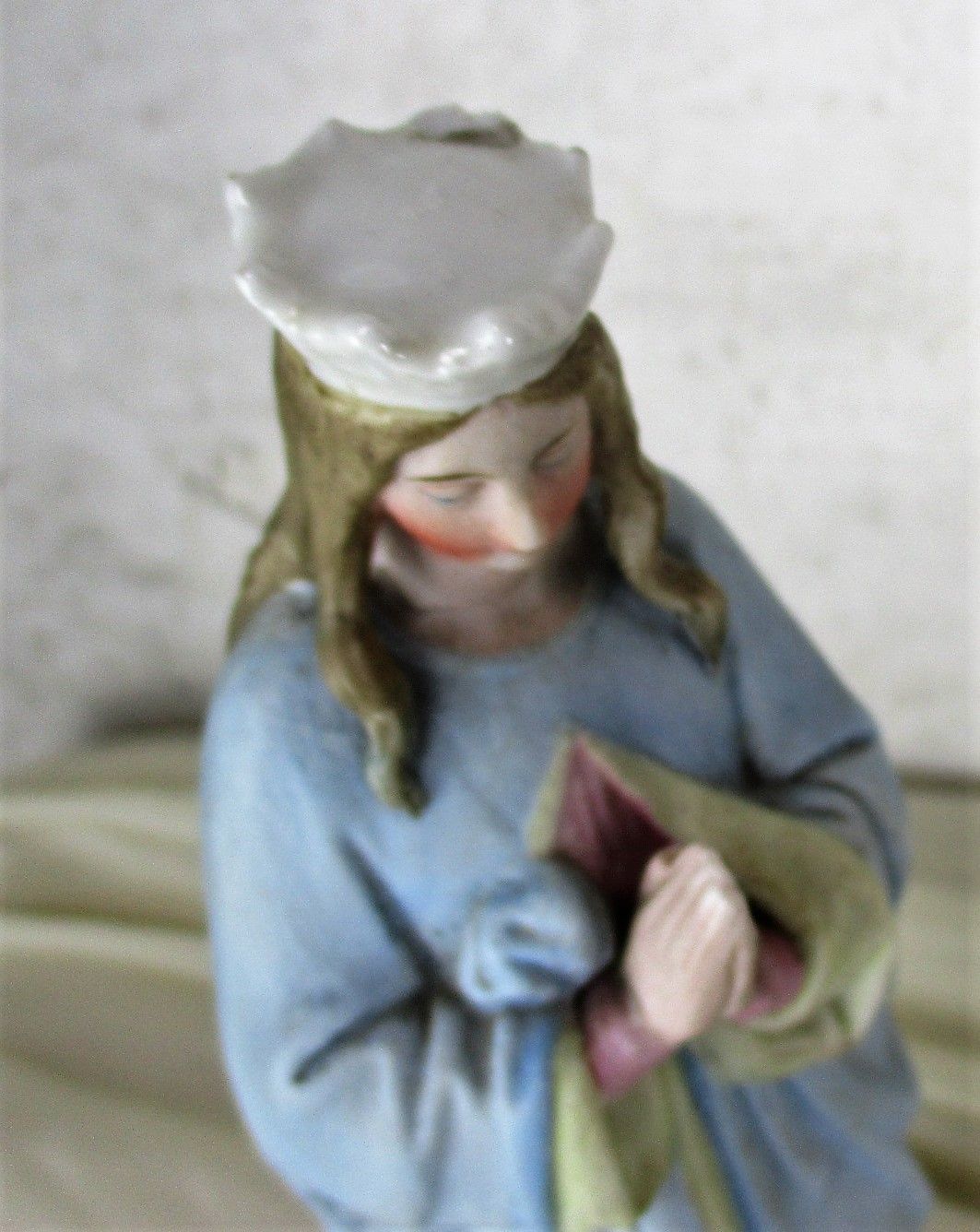Antique Porcelain Bisque Statue Virgin Mary Our Lady Folded Hands Praying Htf photo Art