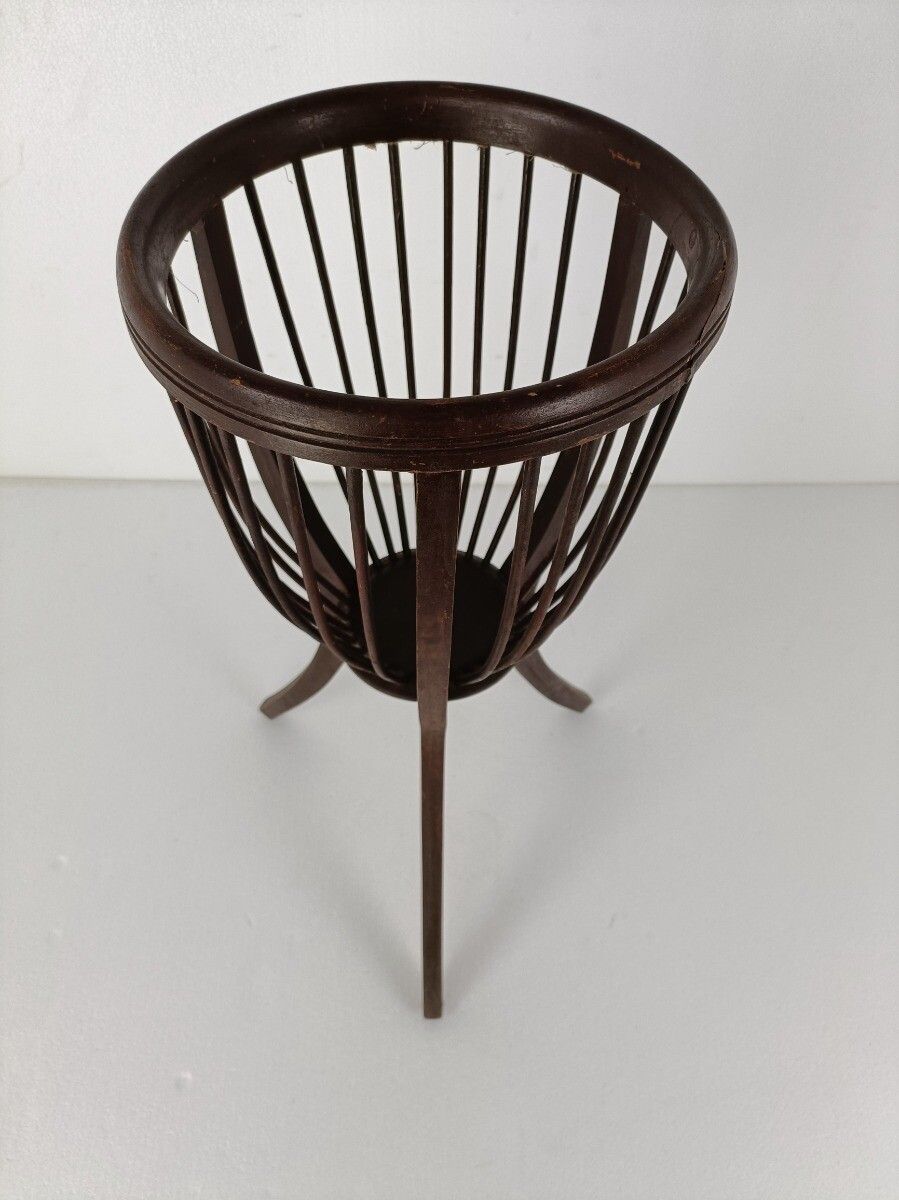 Lovely Wooden Standing Basket Very Special Quilting Sewing Basket Tiki Style photo 101.0
