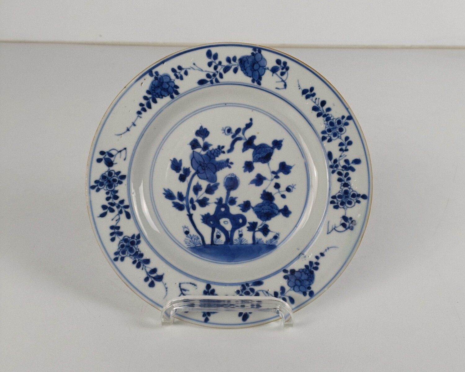 Chinese Charger Plate Decorative 19th Century Blue White Antique Porcelain photo furniture
