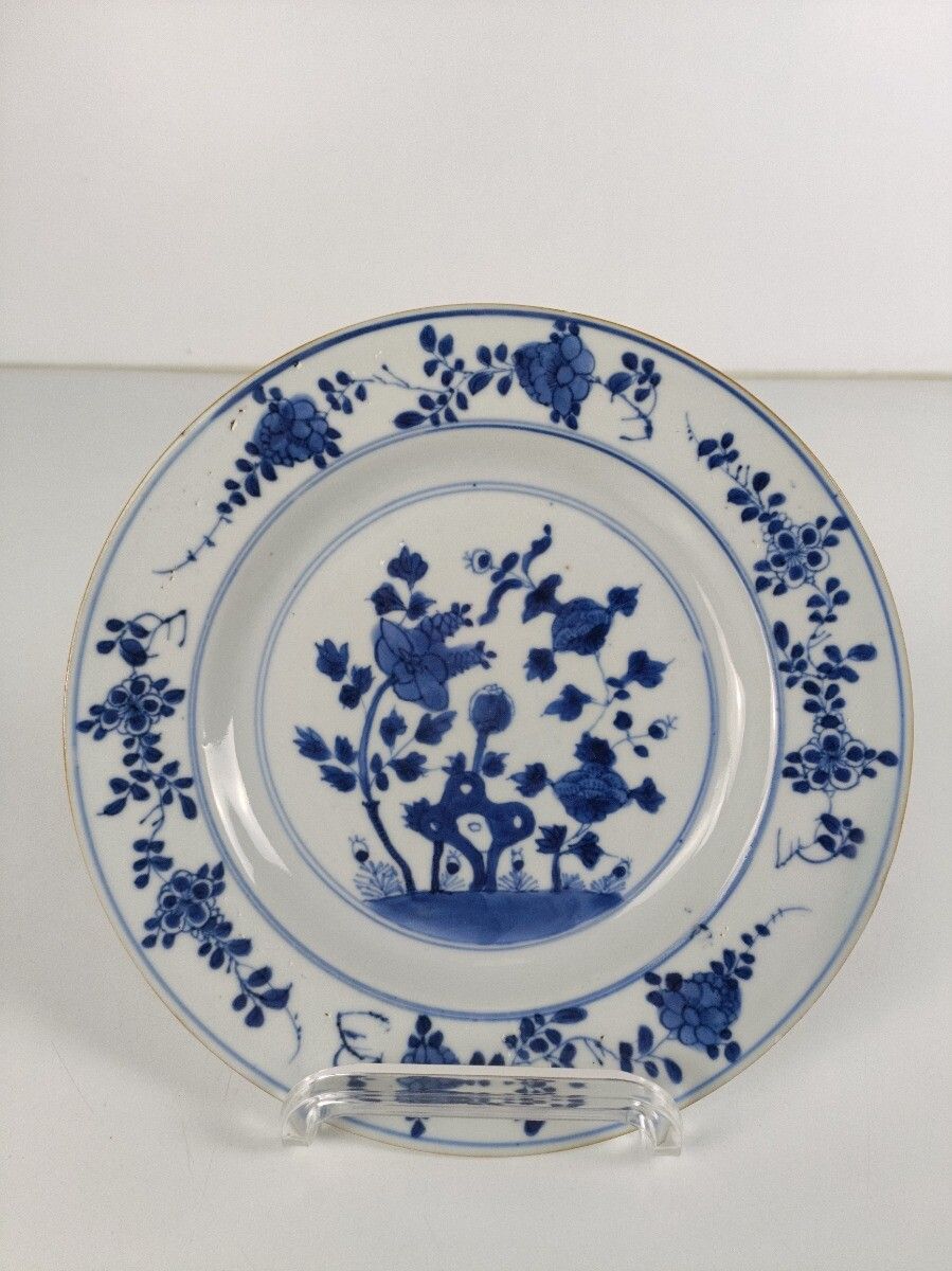 Chinese Charger Plate Decorative 19th Century Blue White Antique Porcelain photo for sale