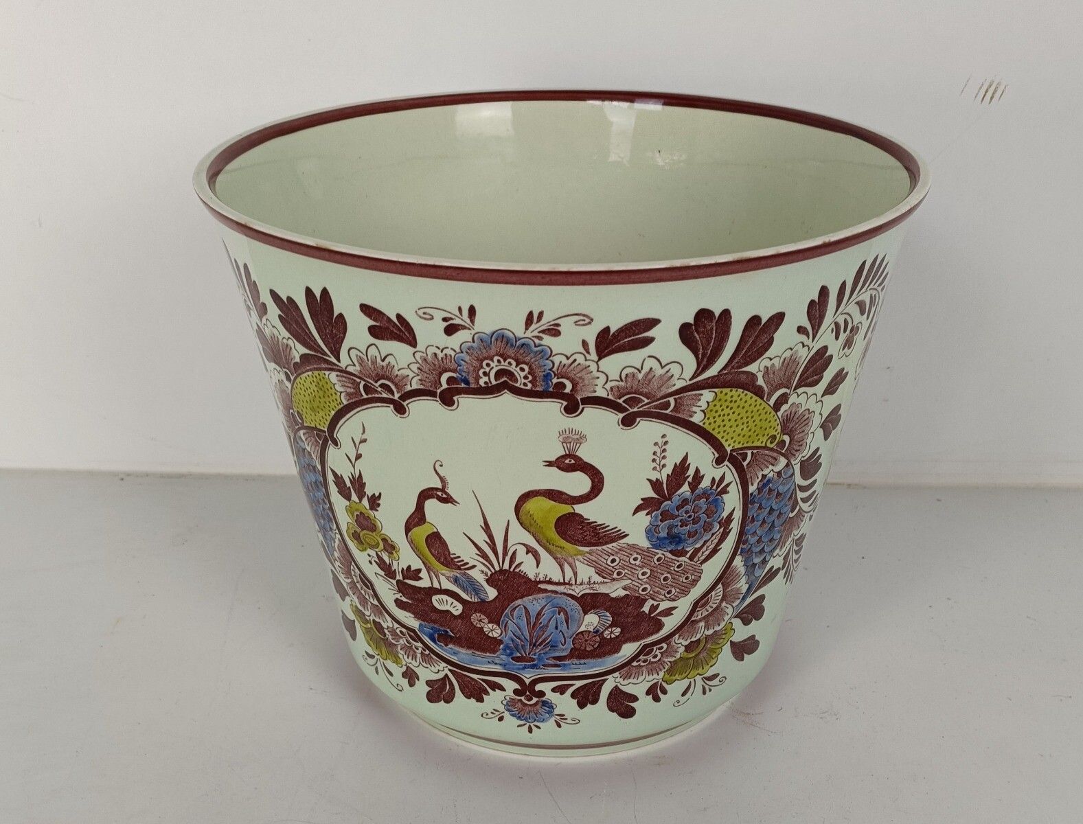 Villeroy Boch Cachepot Planter Paon West Germany  Saar Pottery Peacock Modernist photo furniture