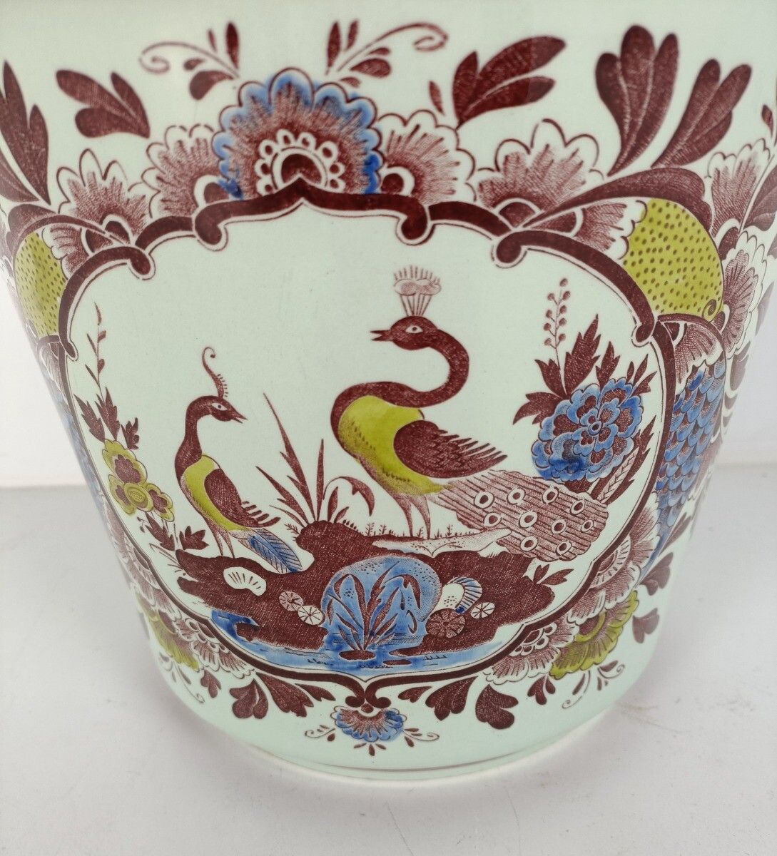 Villeroy Boch Cachepot Planter Paon West Germany  Saar Pottery Peacock Modernist photo for sale