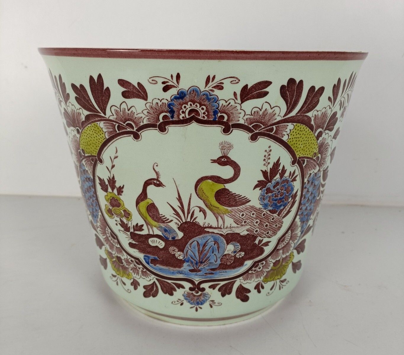 Villeroy Boch Cachepot Planter Paon West Germany  Saar Pottery Peacock Modernist photo 81.0