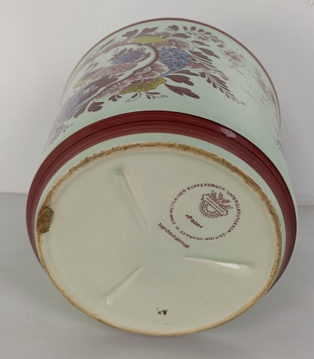 Villeroy Boch Cachepot Planter Paon West Germany  Saar Pottery Peacock Modernist photo vintage