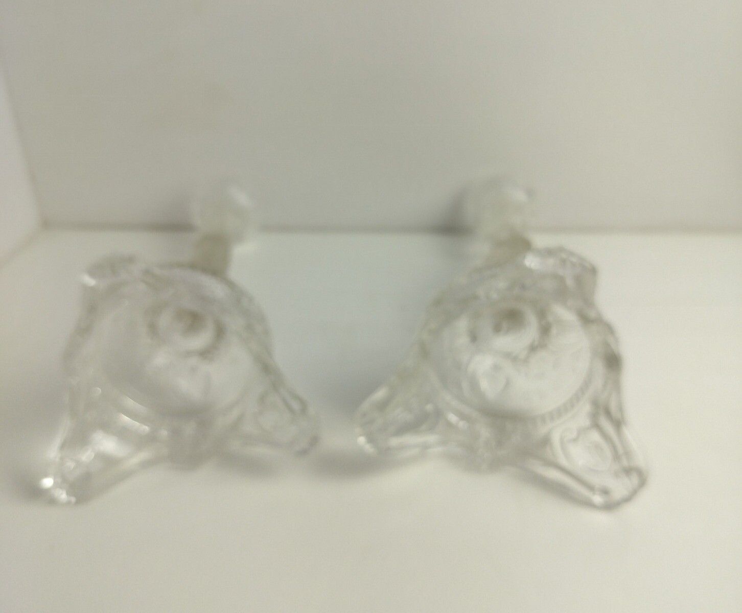 photo for sale Couple Candle Holders Art Glass S  Holy Heart Virgin Mary Christ Prisms Vintage