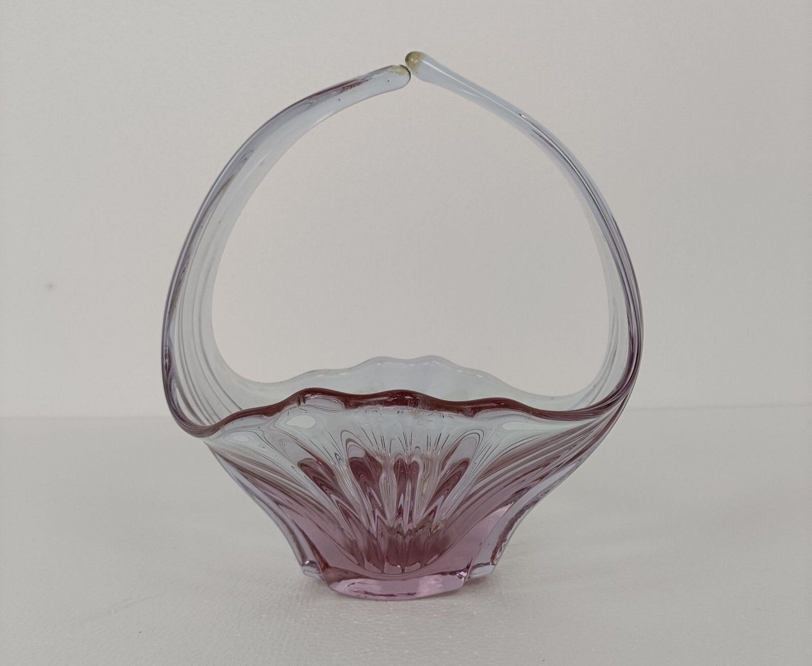 Italian Cranberry Purple Clear Bowl Dish Centerpiece Murano Seguso Art Glass photo furniture