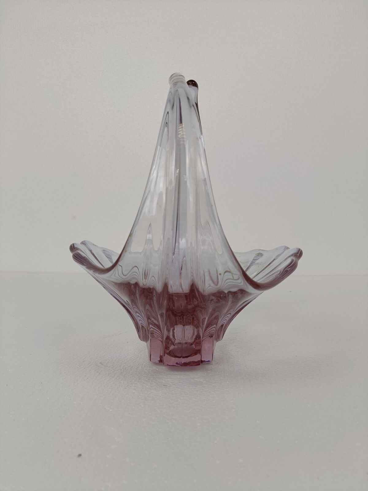 Italian Cranberry Purple Clear Bowl Dish Centerpiece Murano Seguso Art Glass photo vintage