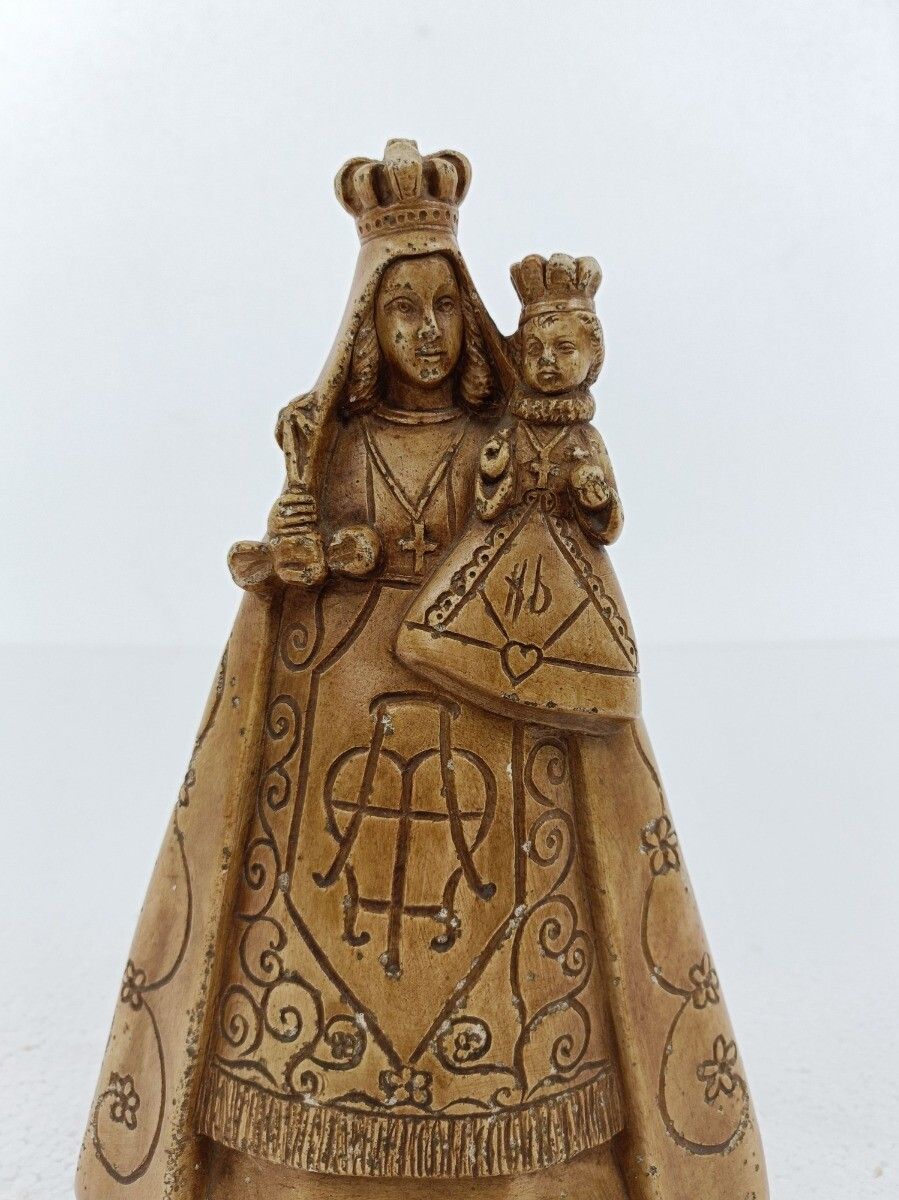 Art Deco Our Lady Of Kleemkapel Kaprijke Statue Plaster Virgin Mary Infant Htf C photo Art