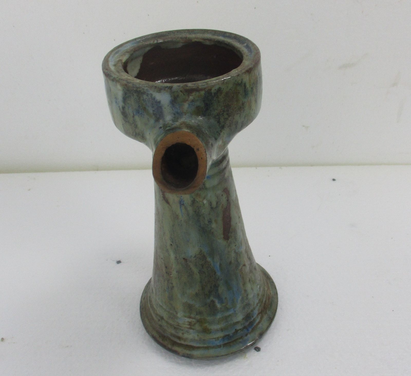 Antique Barbotine Majolica French Tavern Pitcher Glazed Heavy Pottery photo for sale