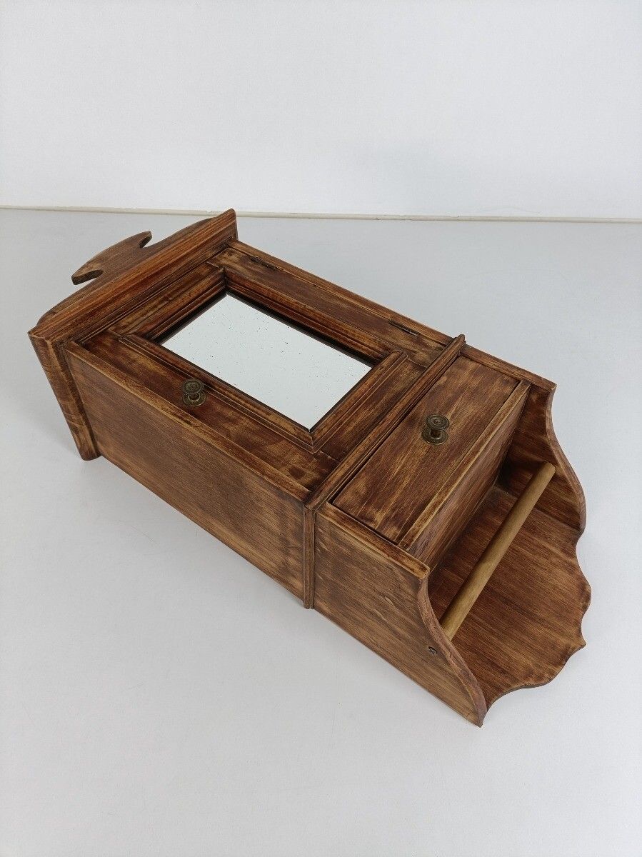Antique Medicine Apothecary Shaving Cabinet Special Wood Wall Hanging Barn Farmh photo for sale