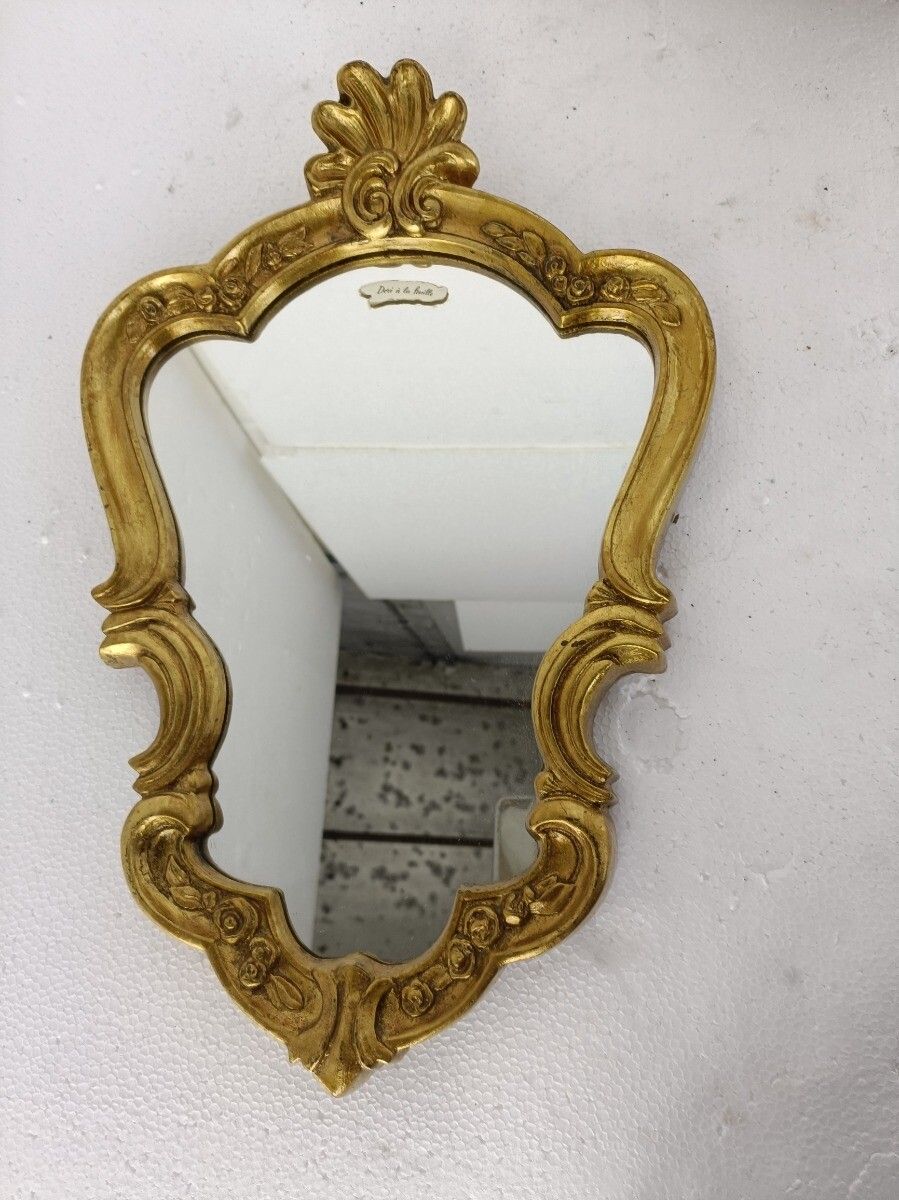 Ornate Wall Mounted Console Mirror Hollywood Regency Gold Gilded Rococo French R photo for sale