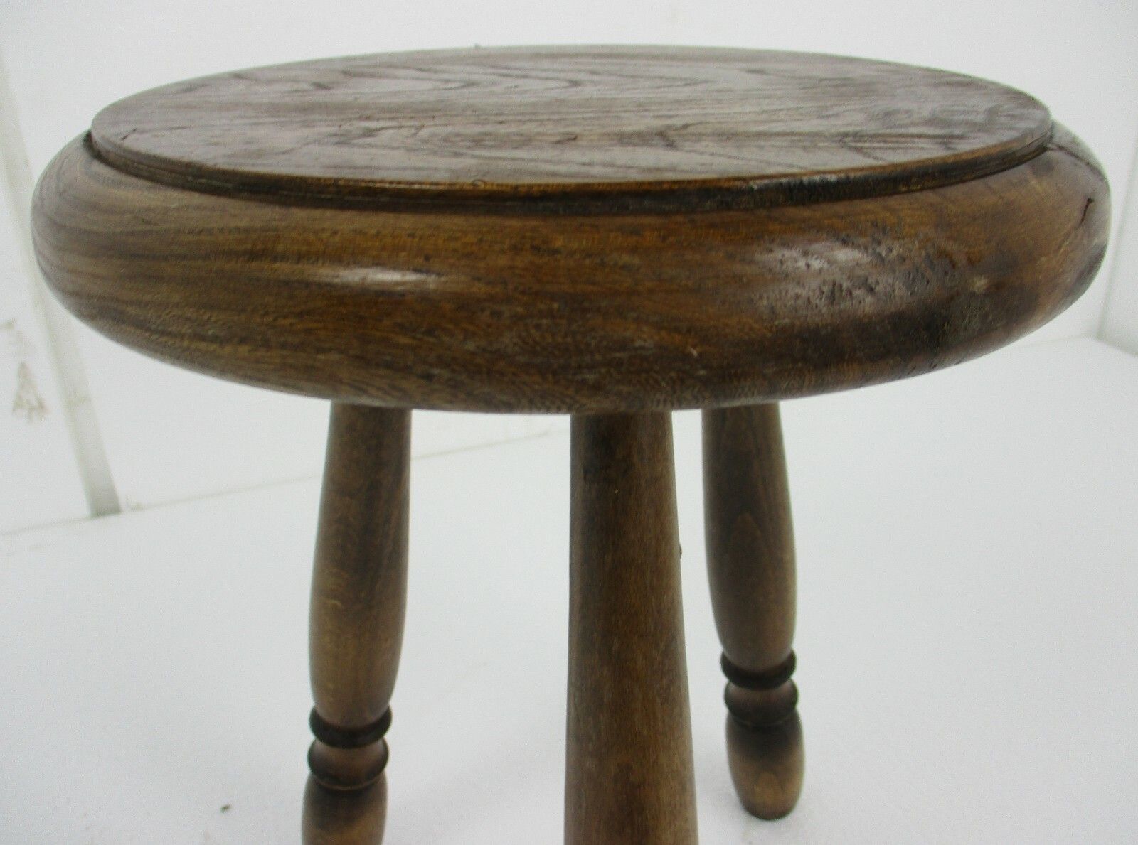 Vintage Hand Carved Wood Tripod Milking Stool Pedestal  Small Table Pedestal photo for sale