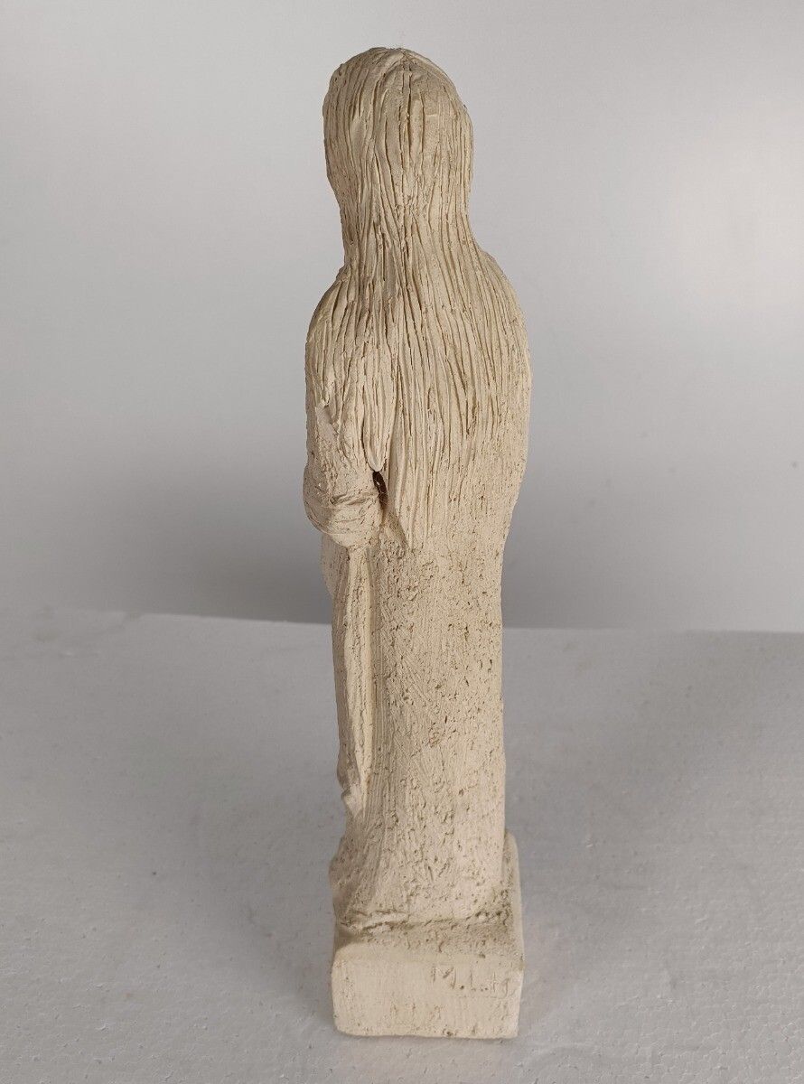 Lovely Sculpture, Virgin Mary, Lady, Folded Hands, Signed, Mlh, Female, Plaster, photo vinterior