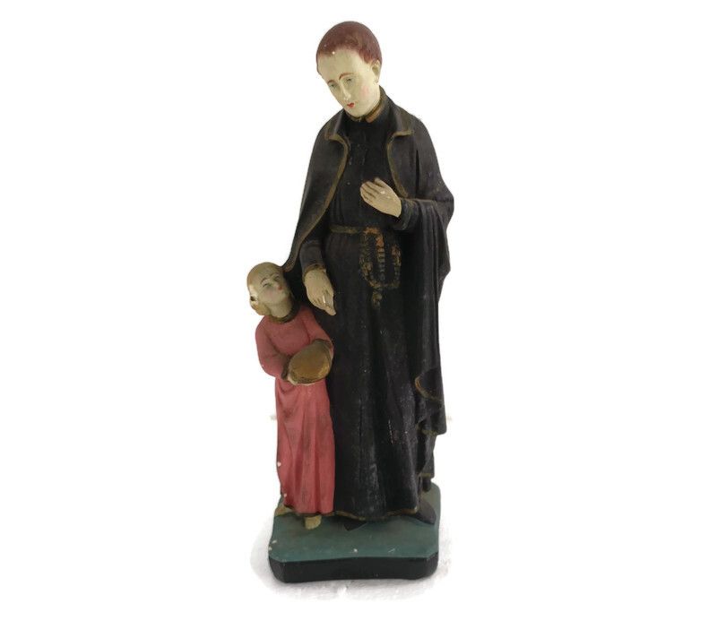Antique Statue Saint Santo Gerard Santo Majella  Neo Gothic Plaster Priest  Infa