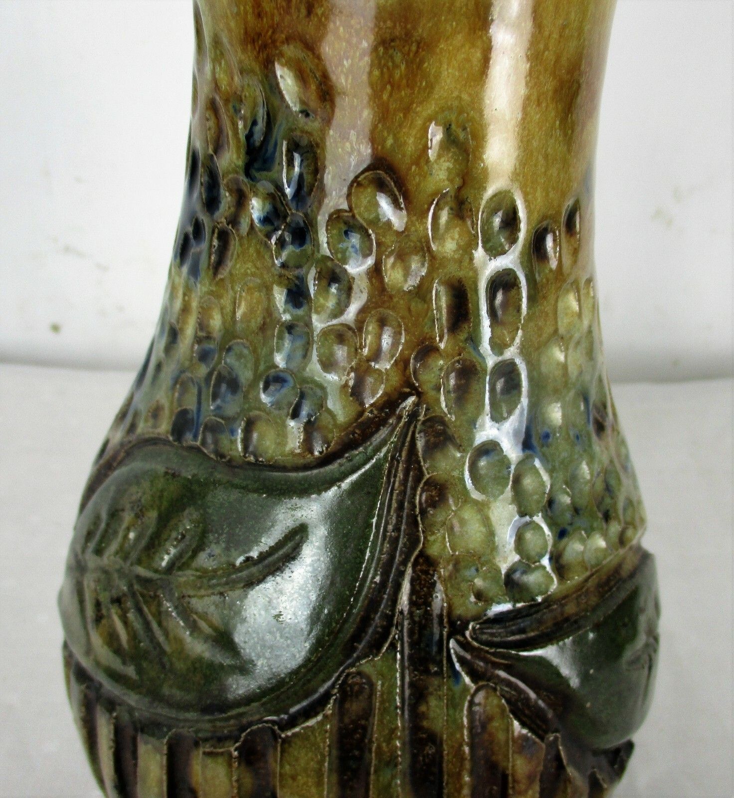 Art Deco Revival Tall Vase Marked Roger Guerin Sun Flower  Stoneware  12.40" photo vinterior