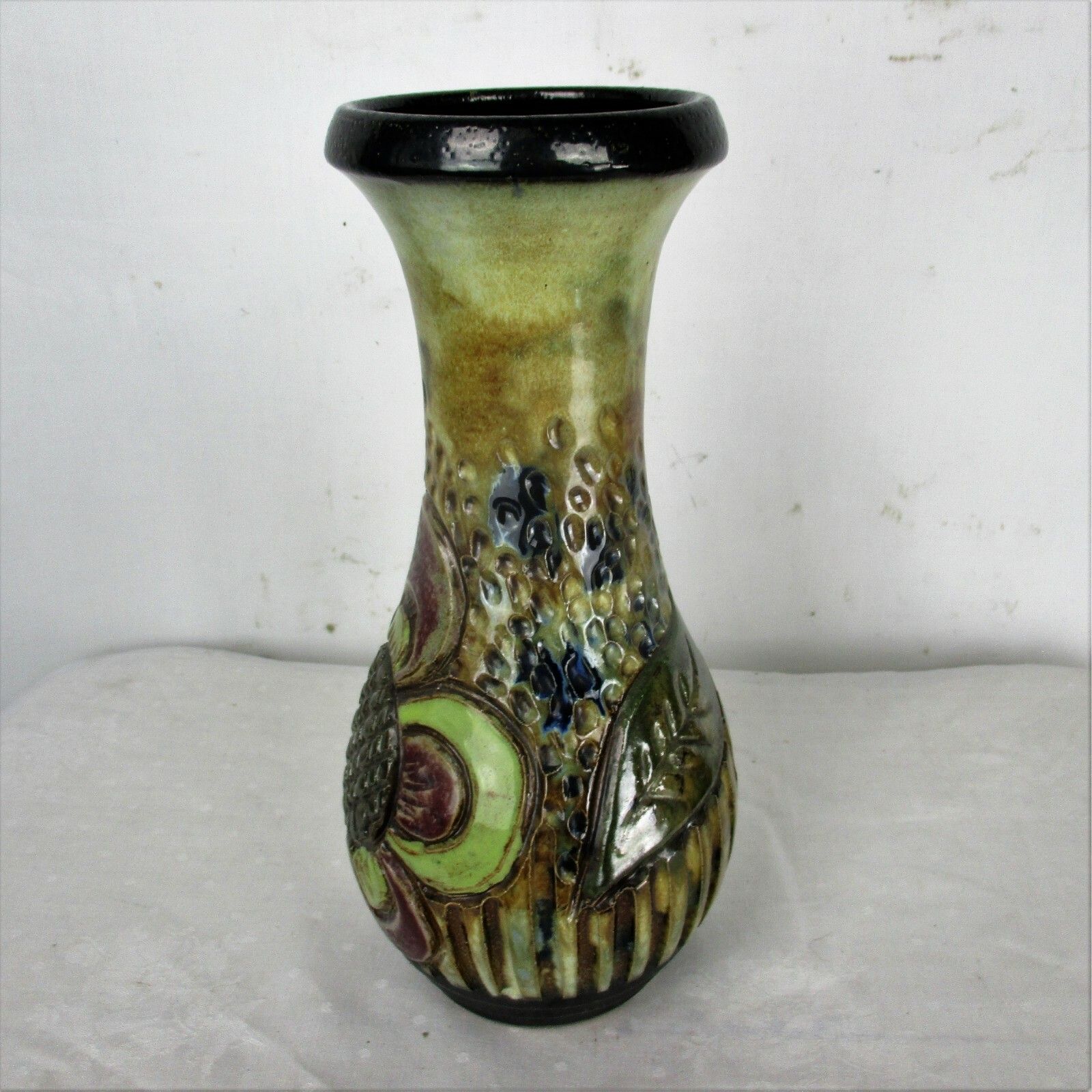 Art Deco Revival Tall Vase Marked Roger Guerin Sun Flower  Stoneware  12.40" photo buy