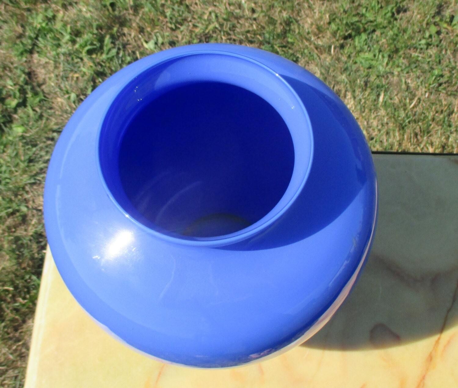 Large Vintage Vase Bulb Vase Blue 60s Lovely photo for sale