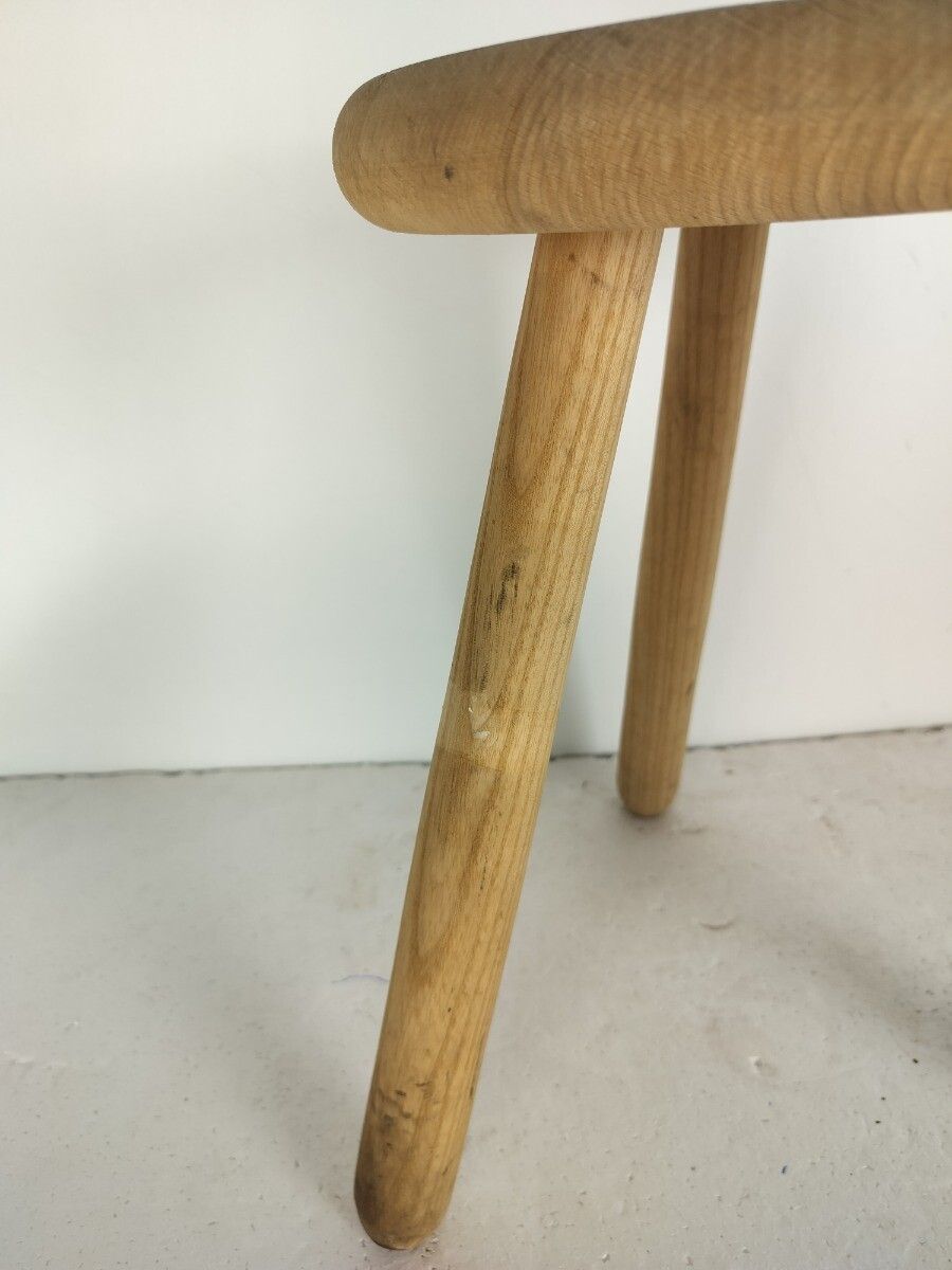 Milking Stool Pedestal Plant Stand Side Table Sandblasted Carved Wood Farmhouse photo furniture
