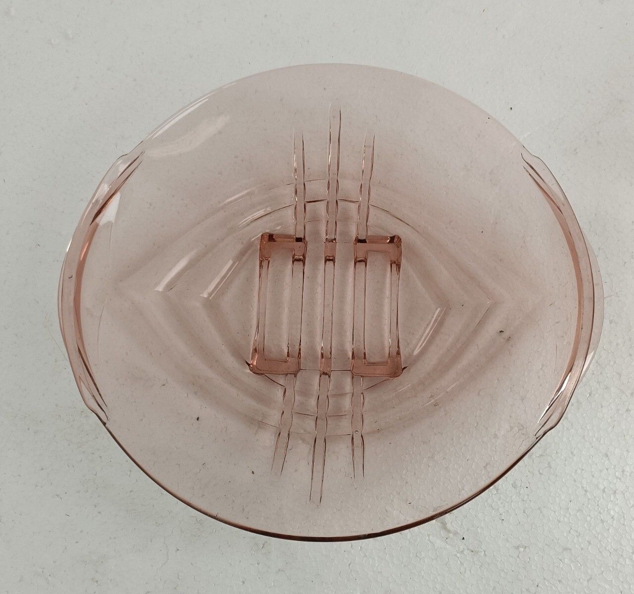 Antique Art Deco Pink Depression Glass Tray And Serving Tray Gorgeous Two Pieces photo 121.0
