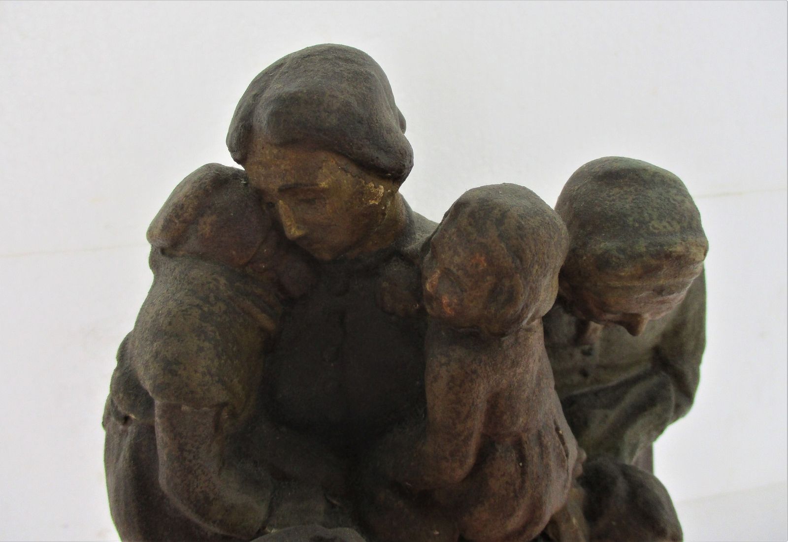 Statue Figurine Sculpture Children With Mother Titled Refugees Signed O Van Haeg photo Art