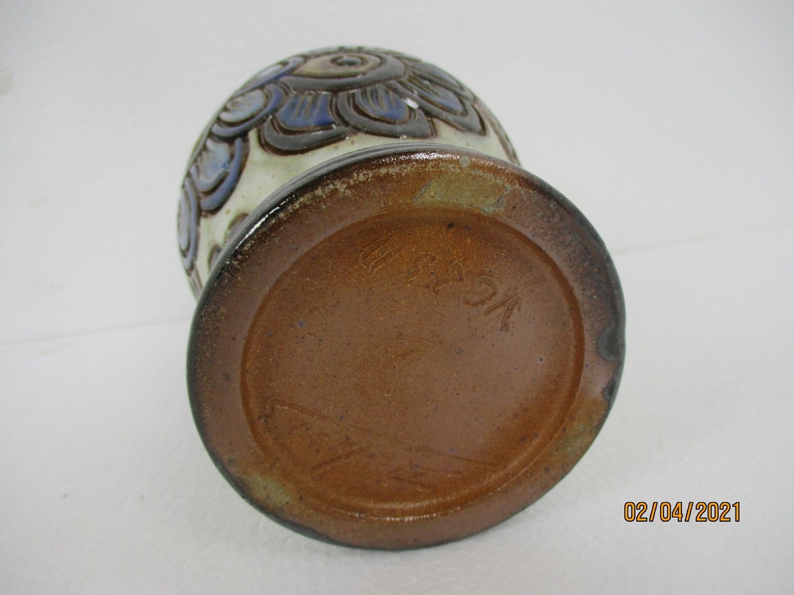 Art Deco Revival Vase Marked Dubois Flower Stoneware 9.25" photo vinterior