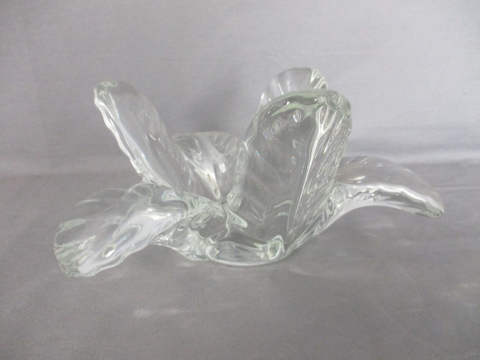 French Crystal Art Vannes Centerpiece Bowl Hand Blown  Fruit Dish Clear photo for sale
