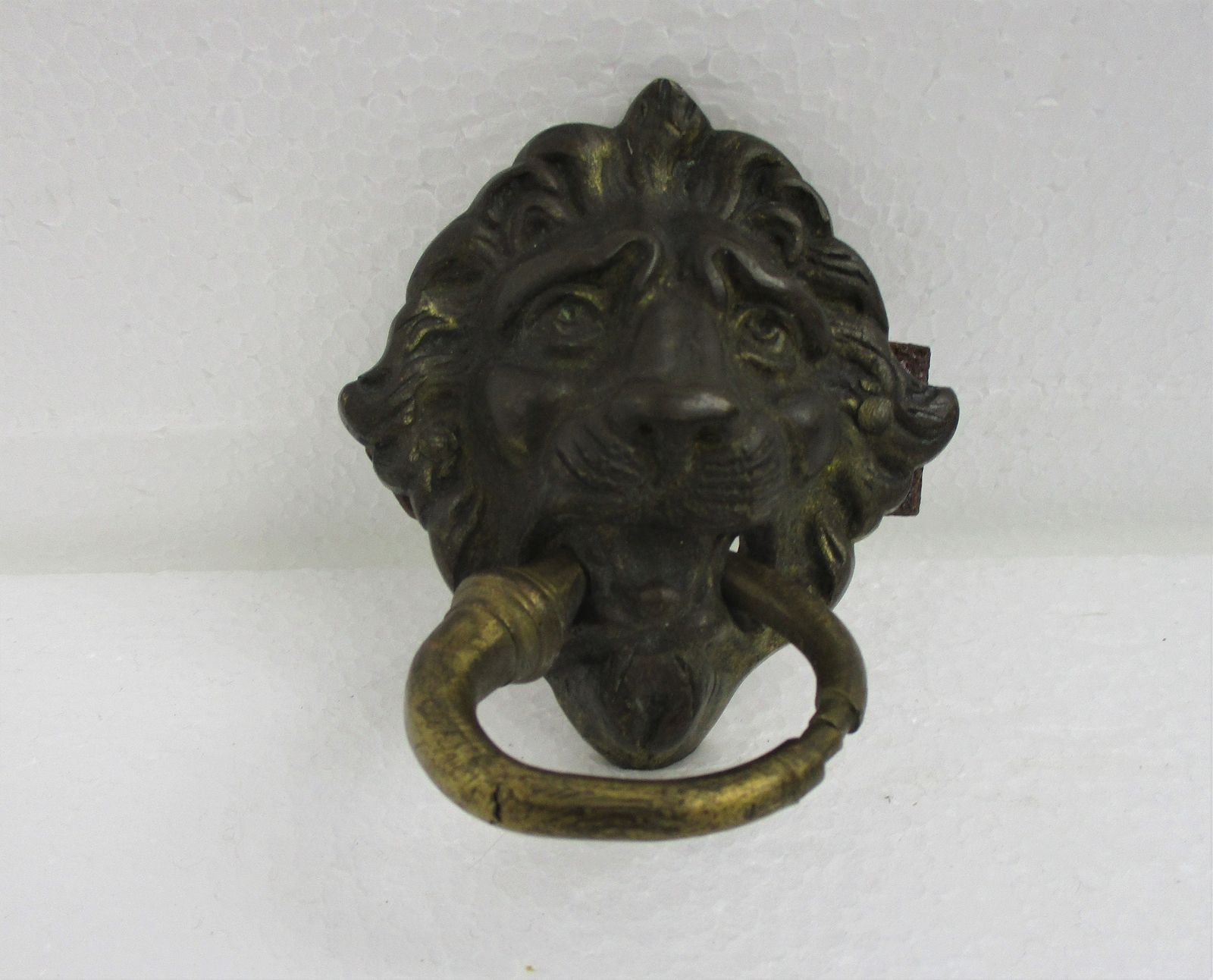 Antique 19th Century Brass Door Knocker Lions Head Ring Architectural Gorgeous R photo furniture