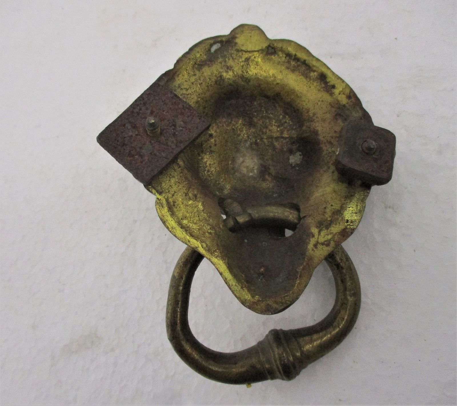 Antique 19th Century Brass Door Knocker Lions Head Ring Architectural Gorgeous R photo 101.0